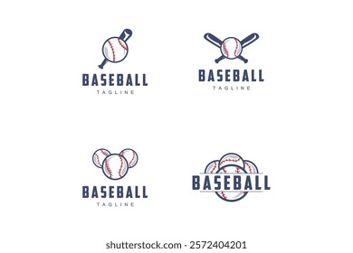 Modern vector baseball logo baseball softball sport simple bat and ball template illustration