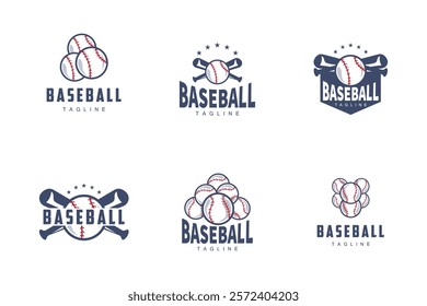 Modern vector baseball logo baseball softball sport simple bat and ball template illustration