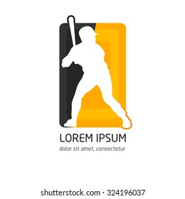 Modern vector baseball logo. logo for baseball team. silhouette of a baseball player on the white background illustration.