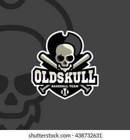 Modern vector baseball winner shield emblem for Old skull Team