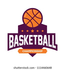 Modern vector basketball championship shield logo emblem