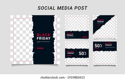 Modern vector black friday sale banner collection social media templates