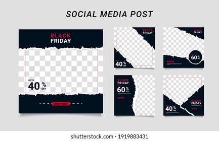 Modern vector black friday sale banner collection social media templates