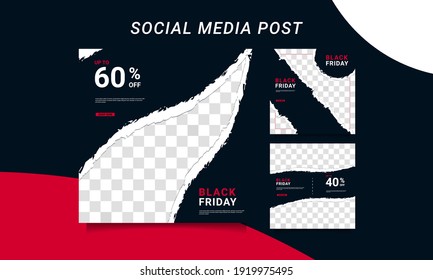 Modern vector black friday sale banner collection social media templates