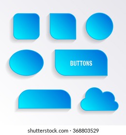Modern vector blank blue various buttons with shadows