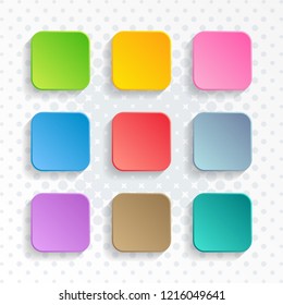 Modern vector blank colorful rounded square website buttons
