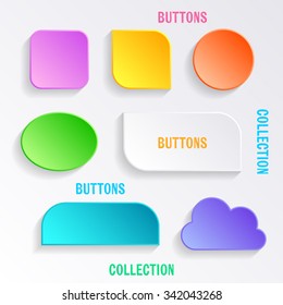 Modern vector blank colorful various buttons with shadows