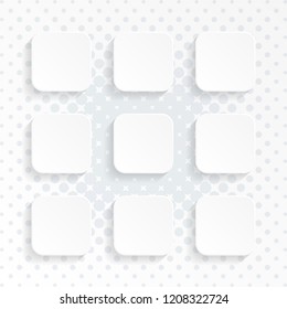 Modern vector blank white rounded square website buttons