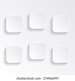 Modern Vector Blank White Square Buttons With Shadows