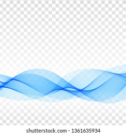 Modern vector blue wave transparent background