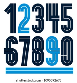 Modern vector bold digits, funky numerals made with white lines, can be used in poster design as newspaper advertising.