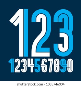 Modern vector bold digits, funky numerals made with white lines, can be used in poster design as newspaper advertising.