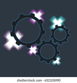 Modern vector brochure or cover design template with neon glowing cross. Vector illustration