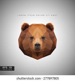 Modern vector brown bear in polygonal style