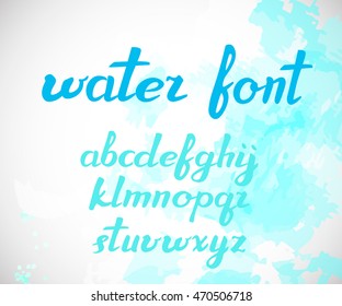 Modern Vector brush hand written Alphabet. Background with watercolor effect. ABC handwritten painted Letters. Modern Brushed Lettering. vector illustration.