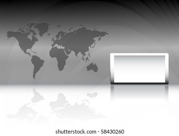 Modern vector   business background with text box and world map