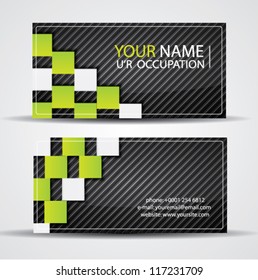 Modern vector business card, green, white and black colors