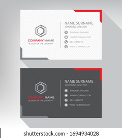Moderno. plantilla de tarjeta de negocio vectorial. blanco rojo diseño negro