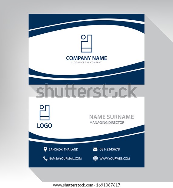Modern. vector business card template. design blue\
and white color