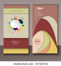 Modern vector business flyer/brochure template set, paint splash background for your design, business card layout