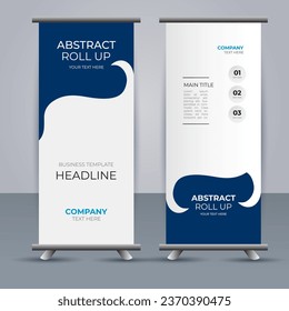 banner moderno vectorial business roll up con formas de onda azul abstractas