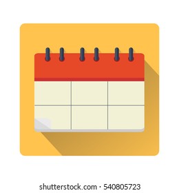 Modern vector calendar icon with a grid and long shadow.
Flat design element for infographic.