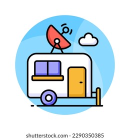 Modern vector of campervan, an editable icon of caravan in trendy style, self propelled vehicle