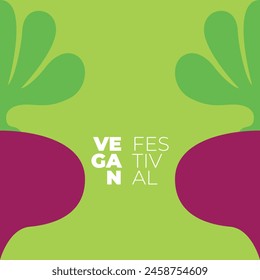 Modern vector card with beetroot. Abstract vegetable garden design in bright color. Poster for a vegetarian festival in minimal style