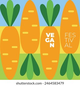 Modern vector card with carrots. Abstract vegetable garden design in bright color. Poster for a vegetarian festival in minimal style