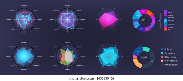 Modern vector circle infographics set. Dashboard elements, circle info charts. Template for diagram, graph, presentation and chart. Vector set