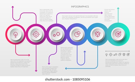 Modern vector circle and line infographic elements in bright colors