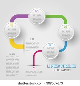 Modern vector circle and line infographic elements in bright colors