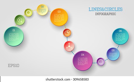 Modern Vector Circle And Line Infographic Elements In Bright Colors