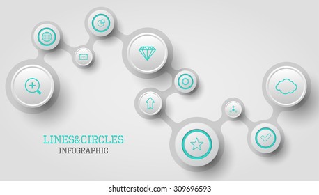 Modern vector circle and line infographic elements in bright colors