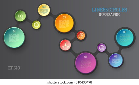 Modern vector circle and line infographic elements in bright colors