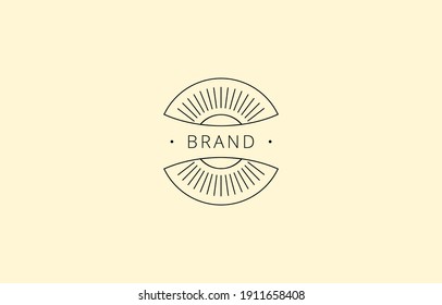 Modern Vector of Circle Sun Sunburst Linear Vintage Logo Template suitable for any business company