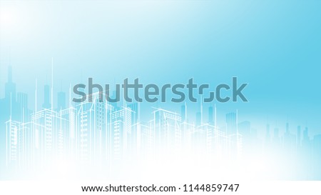Modern vector city scape sky scraper background. Architectural business building copy template design.