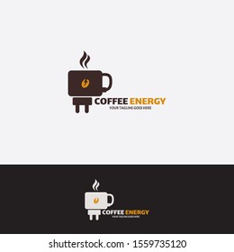 Modern Vector Coffee power logo template design. Creative coffee logo flash energy concept.  