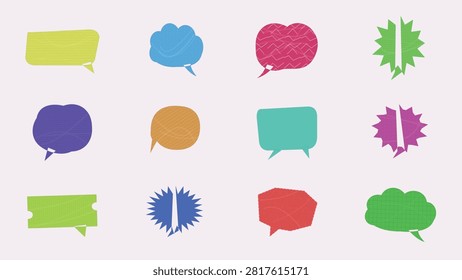 A modern vector collection of colorful speech bubbles, chat clouds, and comic burst text boxes with unique patterns and textures. Ideal for social media graphics, UI design, web banners, comic illustrations, and creative messaging applications.
#SpeechBubbles #VectorArt #GraphicDesign #ComicBubbles #ChatIcons #TextFrames #DesignAssets #SocialMediaGraphics #CalloutBox #IllustrationSet #UIDesign #WebDesign #CreativeElements #DialogueBox
