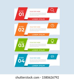 Modern Vector Colorful 4 Step infogrtemplate with numbers and icons. 4 options or steps. Infographics for business concept. Can be used for presentations, web sites, banners, printed materials etc.