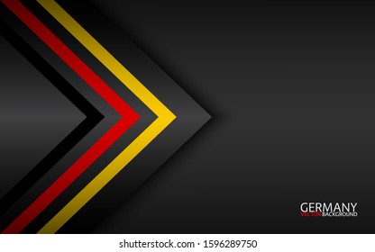 Modern vector colorful arrows with German colors and grey free space for your text, abstract widescreen background, Made in Germany