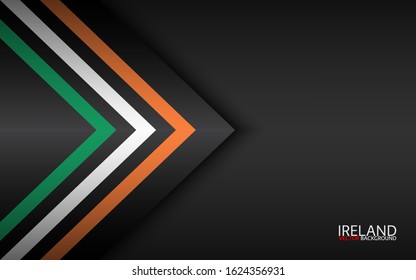 Modern vector colorful arrows with Irish colors and grey free space for your text, abstract widescreen background, Made in Ireland