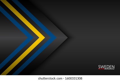 Modern vector colorful arrows with Swedish colors and grey free space for your text, abstract widescreen background, Made in Sweden