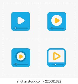 Modern vector colorfull  flat video player icons.