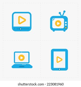 Modern vector colorfull  flat video player icons.