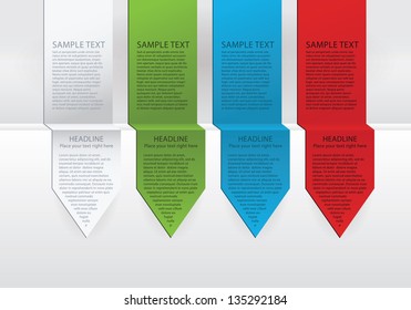 Modern vector colorfully arrows. Paper, green, blue and red version. Space for your content. Modern design template.