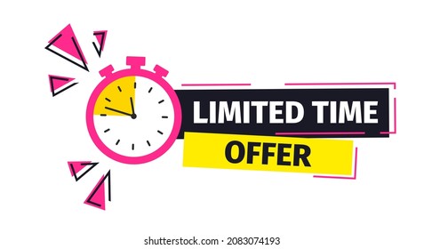 Modern vector colourful banner limited time offer with stop watch