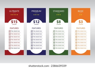 Modern vector concept of price list template collection