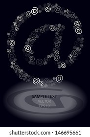 modern vector concept with at sign in silhouette isolated on lighting background