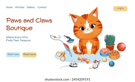 Modern vector concepts for website - cat accessories boutique